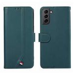 For Samsung Galaxy S21 5G ABEEL Delicate Texture Splicing RFID Leather Phone Case(Green)