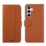 For Samsung Galaxy S23 FE 5G ABEEL Delicate Texture Splicing RFID Leather Phone Case(Brown)