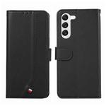 For Samsung Galaxy S23+ 5G ABEEL Delicate Texture Splicing RFID Leather Phone Case(Black)