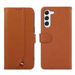For Samsung Galaxy S23+ 5G ABEEL Delicate Texture Splicing RFID Leather Phone Case(Brown)