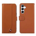 For Samsung Galaxy S24 5G ABEEL Delicate Texture Splicing RFID Leather Phone Case(Brown)