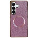 For Samsung Galaxy S25+ 5G Electroplating PC Glitter Grain MagSafe Phone Case(Pink)