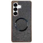 For Samsung Galaxy S25+ 5G Electroplating PC Glitter Grain MagSafe Phone Case(Black)