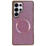 For Samsung Galaxy S25 Ultra 5G Electroplating PC Glitter Grain MagSafe Phone Case(Pink)