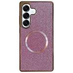 For Samsung Galaxy S24+ 5G Electroplating PC Glitter Grain MagSafe Phone Case(Pink)