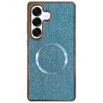For Samsung Galaxy S24+ 5G Electroplating PC Glitter Grain MagSafe Phone Case(Blue)