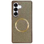 For Samsung Galaxy S24 FE 5G Electroplating PC Glitter Grain MagSafe Phone Case(Gold)