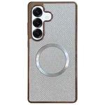 For Samsung Galaxy S23 FE 5G Electroplating PC Glitter Grain MagSafe Phone Case(White)