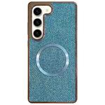 For Samsung Galaxy S23+ 5G Electroplating PC Glitter Grain MagSafe Phone Case(Blue)