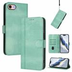 For iPhone 7 / 8 / SE 2022 Line Splicing Buckle Retro Leather Phone Case(Mint Green)