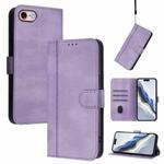 For iPhone 7 / 8 / SE 2022 Line Splicing Buckle Retro Leather Phone Case(Purple)