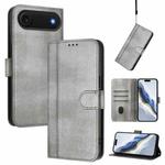 For iPhone Air Line Splicing Buckle Retro Leather Phone Case(Grey)