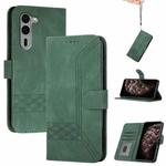 For Fujitsu Arrows We2 Plus Cubic Skin Feel Flip Leather Phone Case(Green)