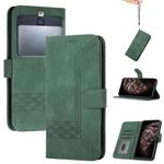 For Kyocera Basio 3 Cubic Skin Feel Flip Leather Phone Case(Green)