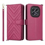 For OPPO F29 5G Global Multifunctional 6-Card Slots Leather Phone Case with Wrist Strap(Rose Red)