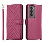 For OPPO Reno12 5G Global Multifunctional 6-Card Slots Leather Phone Case with Wrist Strap(Rose Red)