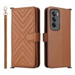 For OPPO Reno12 5G Global Multifunctional 6-Card Slots Leather Phone Case with Wrist Strap(Brown)