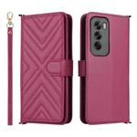 For OPPO Reno12 Pro 5G Global Multifunctional 6-Card Slots Leather Phone Case with Wrist Strap(Rose Red)