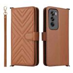 For OPPO Reno12 Pro 5G Global Multifunctional 6-Card Slots Leather Phone Case with Wrist Strap(Brown)