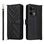 For OPPO Reno13 5G Global Multifunctional 6-Card Slots Leather Phone Case with Wrist Strap(Black)