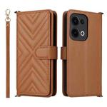 For OPPO Reno13 5G Global Multifunctional 6-Card Slots Leather Phone Case with Wrist Strap(Brown)