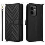 For OPPO Reno13 F 4G / 5G Multifunctional 6-Card Slots Leather Phone Case with Wrist Strap(Black)