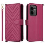 For OPPO Reno13 F 4G / 5G Multifunctional 6-Card Slots Leather Phone Case with Wrist Strap(Rose Red)