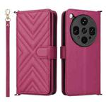 For OPPO Find X8 Ultra Multifunctional 6-Card Slots Leather Phone Case with Wrist Strap(Rose Red)