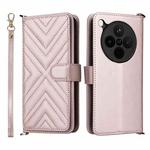 For OPPO Find X8s+ 5G Multifunctional 6-Card Slots Leather Phone Case with Wrist Strap(Pink)