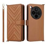 For OPPO Find X8s+ 5G Multifunctional 6-Card Slots Leather Phone Case with Wrist Strap(Brown)