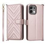 For OPPO K13 5G / K13x 5G Multifunctional 6-Card Slots Leather Phone Case with Wrist Strap(Pink)