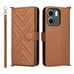 For OPPO A5x 5G / 4G Global Multifunctional 6-Card Slots Leather Phone Case with Wrist Strap(Brown)