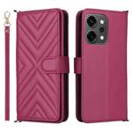 For OPPO Reno14 5G Global Multifunctional 6-Card Slots Leather Phone Case with Wrist Strap(Rose Red)