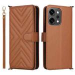 For OPPO Reno14 Pro 5G Global Multifunctional 6-Card Slots Leather Phone Case with Wrist Strap(Brown)