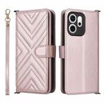 For OPPO Reno14 F 5G Multifunctional 6-Card Slots Leather Phone Case with Wrist Strap(Pink)