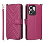 For OPPO Reno14 F 5G Multifunctional 6-Card Slots Leather Phone Case with Wrist Strap(Rose Red)