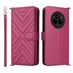 For Realme 14 Pro 5G Multifunctional 6-Card Slots Leather Phone Case with Wrist Strap(Rose Red)