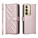 For Realme 14x 5G / C75 4G / V60 Pro 5G Multifunctional 6-Card Slots Leather Phone Case with Wrist Strap(Pink)