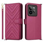 For Realme GT 7 Pro Multifunctional 6-Card Slots Leather Phone Case with Wrist Strap(Rose Red)