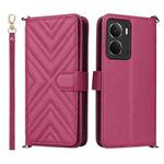 For Realme Neo7x 5G / P3 5G Multifunctional 6-Card Slots Leather Phone Case with Wrist Strap(Rose Red)