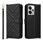 For Realme 14 5G Multifunctional 6-Card Slots Leather Phone Case with Wrist Strap(Black)
