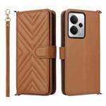 For Realme 14 5G Multifunctional 6-Card Slots Leather Phone Case with Wrist Strap(Brown)