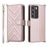 For Realme 14x 5G Malaysia / V70 Multifunctional 6-Card Slots Leather Phone Case with Wrist Strap(Pink)