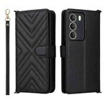 For Realme 14x 5G Malaysia / V70 Multifunctional 6-Card Slots Leather Phone Case with Wrist Strap(Black)
