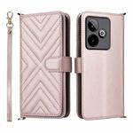 For Realme GT 7 5G Global Multifunctional 6-Card Slots Leather Phone Case with Wrist Strap(Pink)
