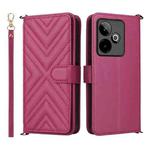 For Realme GT 7 5G Global Multifunctional 6-Card Slots Leather Phone Case with Wrist Strap(Rose Red)