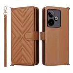 For Realme GT 7 5G Global Multifunctional 6-Card Slots Leather Phone Case with Wrist Strap(Brown)