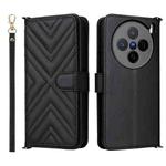 For vivo X200s 5G Multifunctional 6-Card Slots Leather Phone Case with Wrist Strap(Black)