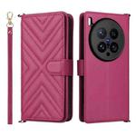 For vivo X200 Ultra 5G Multifunctional 6-Card Slots Leather Phone Case with Wrist Strap(Rose Red)