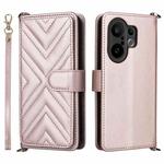 For vivo X200 FE / S30 Pro mini 5G Multifunctional 6-Card Slots Leather Phone Case with Wrist Strap(Pink)